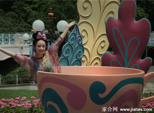 赵丽颖游玩迪士尼照片 俏皮惹人喜爱[4]