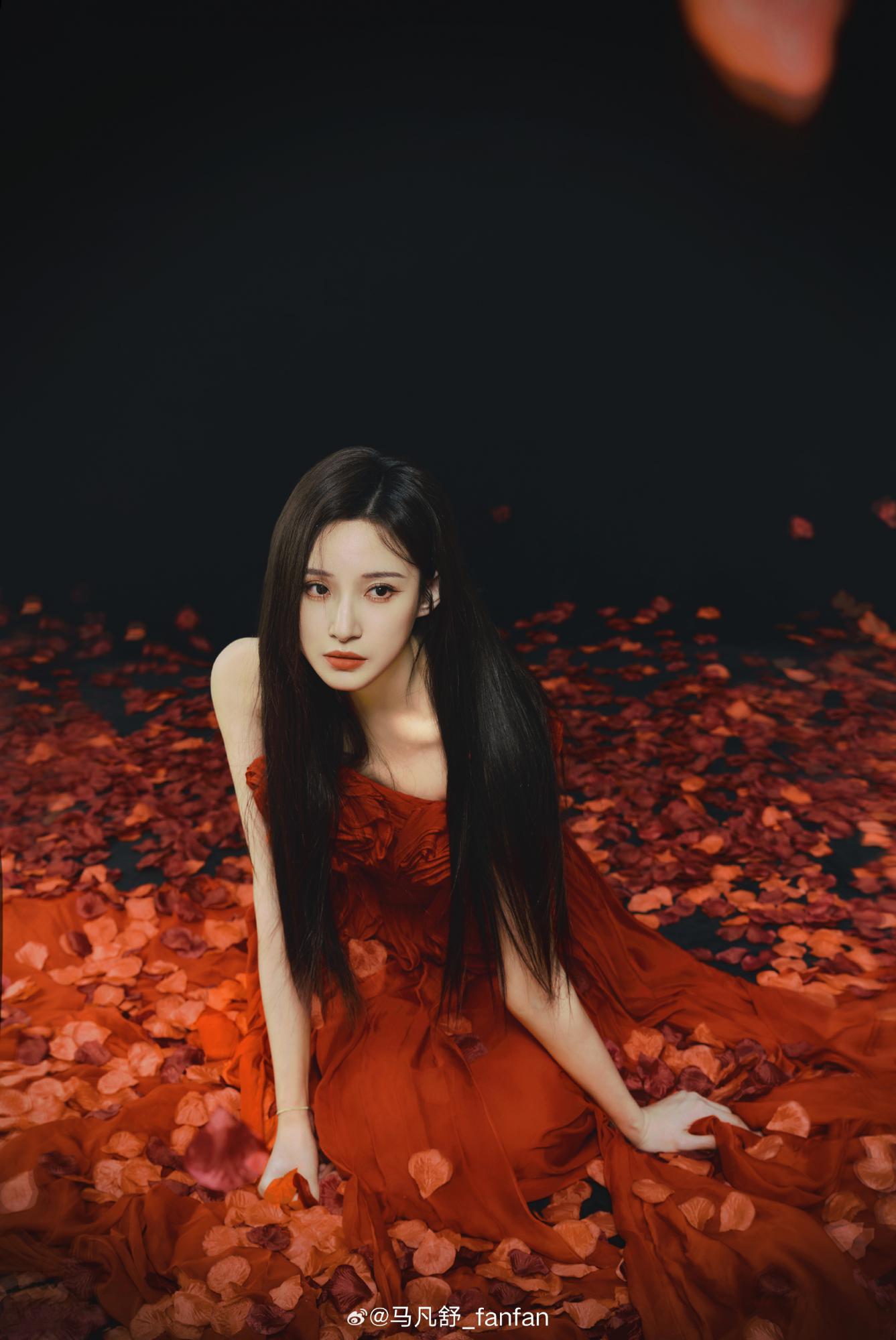 春晚美女主持人马凡舒红色长裙礼服写真[5]