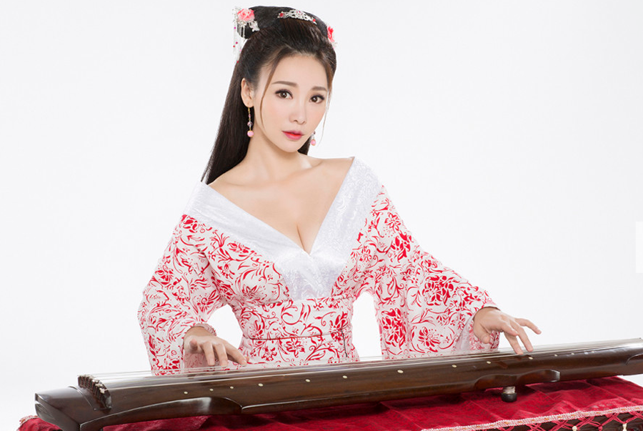 柳岩古装妩媚抚琴性感妖艳美女[4]